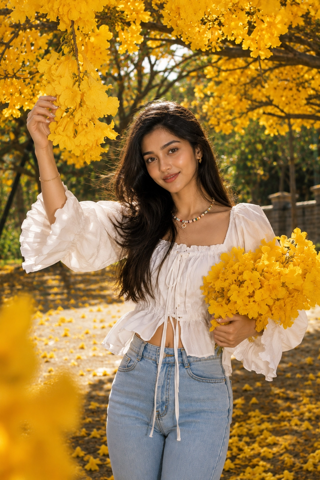 Golden Blossom Fashion Portrait