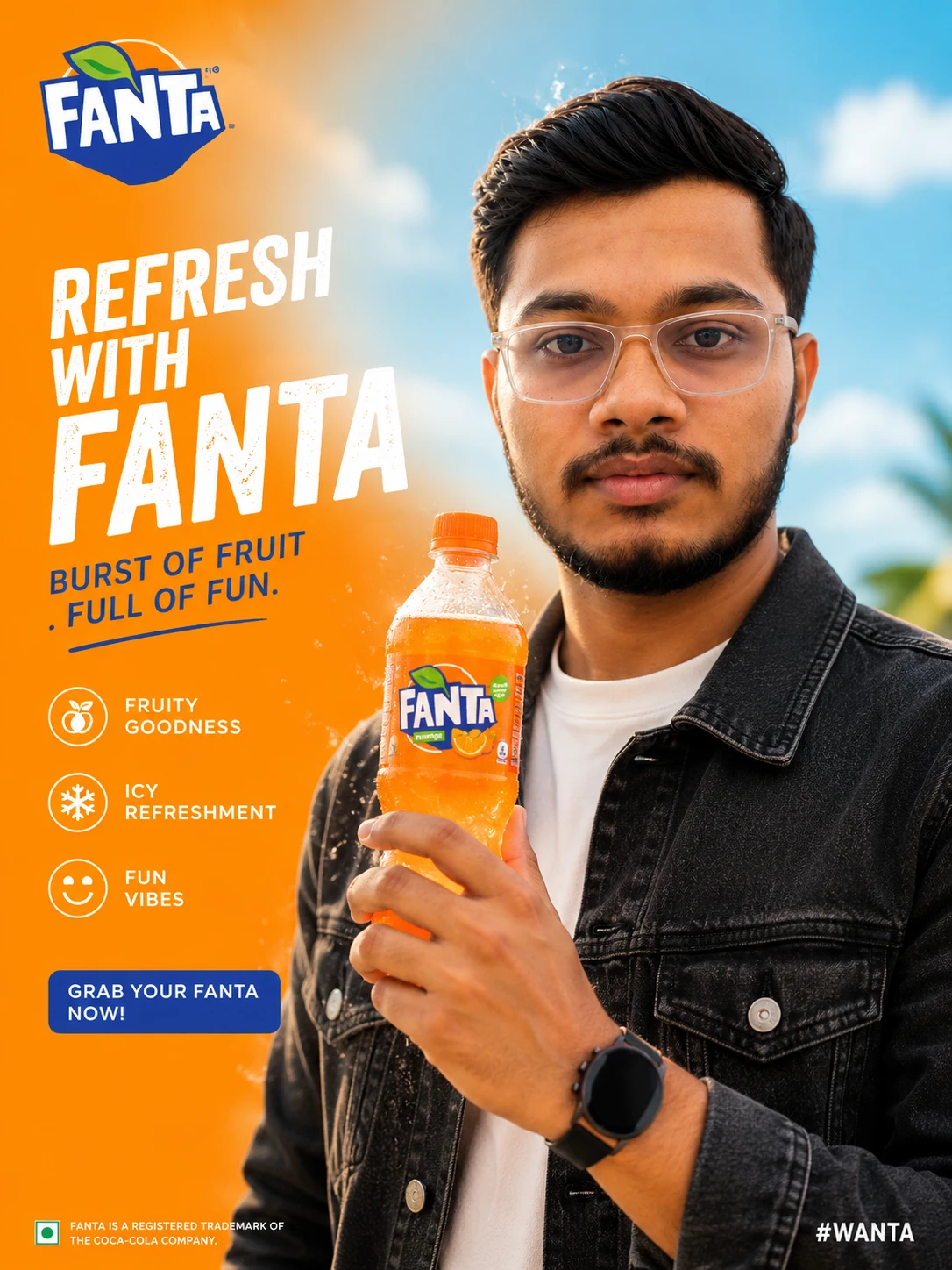 Commercial advertisement poster for Fanta