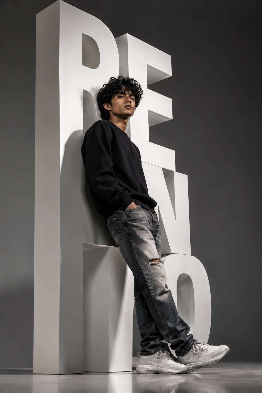 Fashion shoot with bold lettering