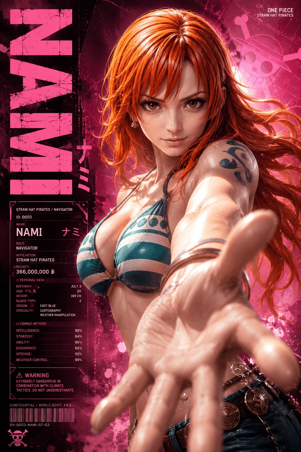 Nami Cyber Dossier – UE5 Anime Character Poster
