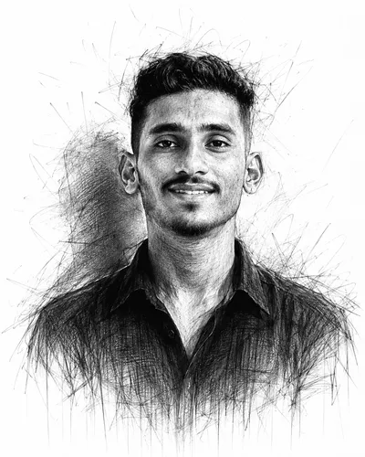 Detailed monochrome sketch of a man