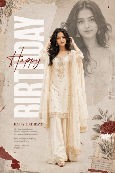 Elegant birthday celebration collage design