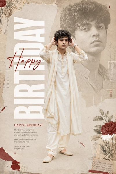 Vintage birthday greeting with traditional charm