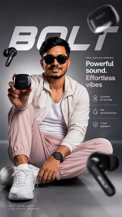 Earbuds Product Ad Poster AI Prompt