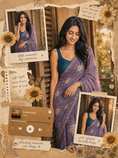 Purple Saree AI Portrait Prompt