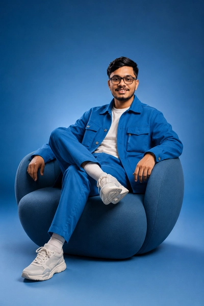 Blue Studio Portrait AI Prompt