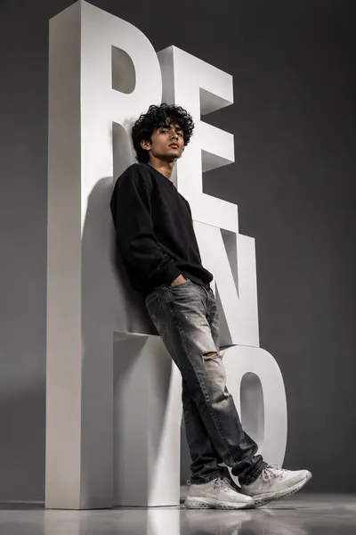 Fashion shoot with bold lettering